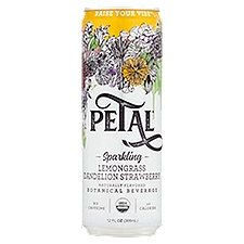 Petal Sparkling Lemongrass Dandelion Strawberry Botanical Beverage, 12 fl oz