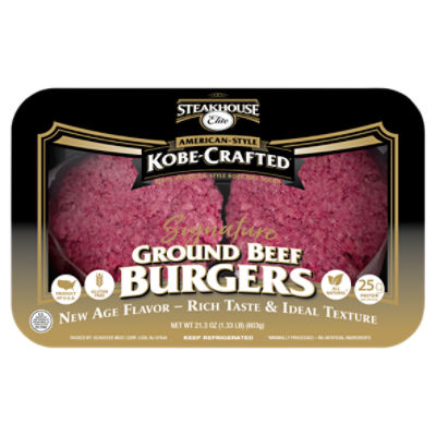 Steakhouse Elite Kobe-Crafted American-Style Signature Ground Beef Burgers, 21.3 oz