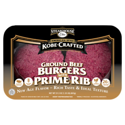 Steakhouse Elite Kobe-Crafted American-Style Ground Beef Burgers with Prime Rib, 21.3 oz