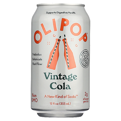 OLIPOP Vintage Cola Sparkling Soda 12 fl oz
With notes of cinnamon, vanilla and caramel our old-style cola evokes both the new and familiar, while gently lifting the spirits with a mix of green-tea caffeine and alpha-galangal extract.