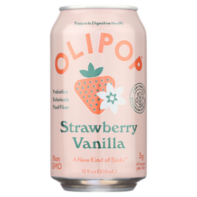 Olipop Strawberry Vanilla Soda, 12 fl oz