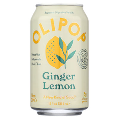 Olipop Ginger Lemon Saod, 12 fl oz