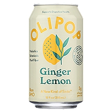 Olipop Ginger Lemon, Sparkling Tonic, 12 Fluid ounce