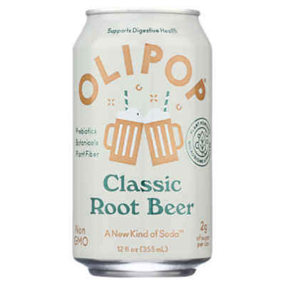 Olipop Classic Root Beer Soda, 12 fl oz