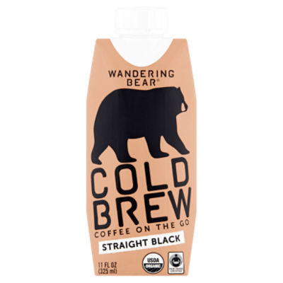 Wandering Bear Cold Brew Straight Black Coffee on the Go, 11 fl oz