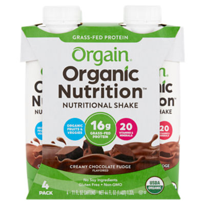 Orgain Organic Nutrition Creamy Chocolate Fudge Flavored Nutritional Shake, 11 fl oz, 4 count, 11 Fluid ounce