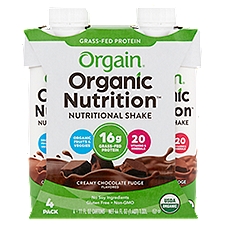 Orgain Organic Nutrition Creamy Chocolate Fudge Flavored Nutritional Shake, 11 fl oz, 4 count