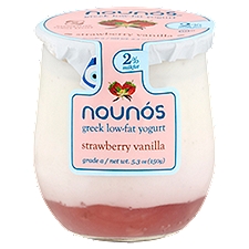 Nounós Strawberry Vanilla, Greek Low-Fat Yogurt, 5.3 Ounce