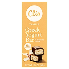 Clio Vanilla Greek Yogurt Bar in Chocolatey Coating, 1.76 oz