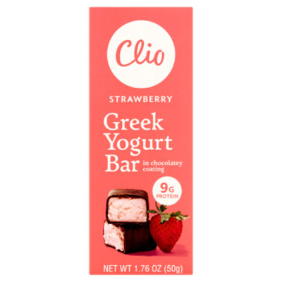 Clio Strawberry Greek Yogurt Bar in Chocolatey Coating, 1.76 oz
