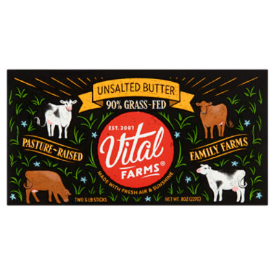 Vital Farms Grass-Fed Unsalted Butter, 8oz