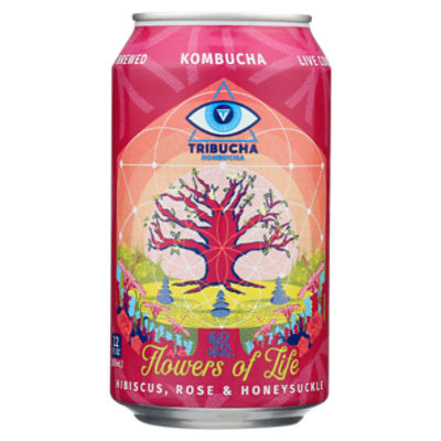 Tribucha Flowers of Life Hibiscus, Rose & Honeysuckle Kombucha, 12 fl oz