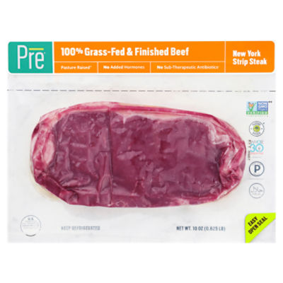 Pre New York Strip Steak 100% Grass-Fed & Finished Beef, 10 oz