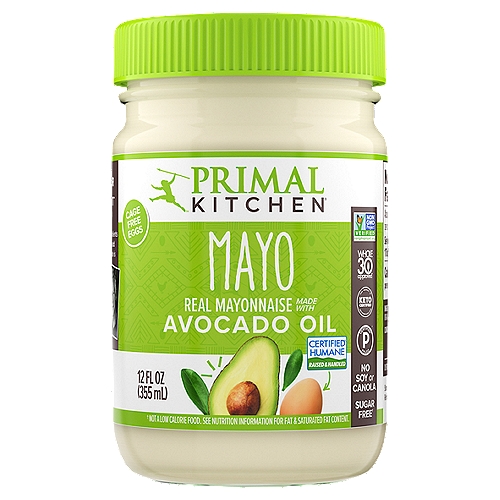 Primal Kitchen Mayo Avocado Oil Real Mayonnaise, 12 fl oz
Sugar Free†
† Not a Low Calorie Food.