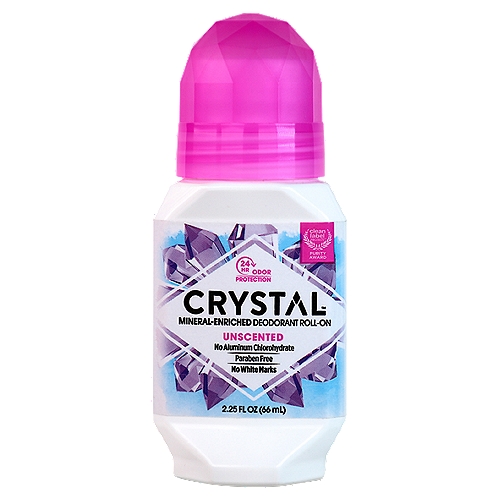 Crystal Unscented 24Hr Mineral Deodorant Roll-On, 2.25 fl oz
Mineral Deodorant Protection
Crystal Deodorant™ is made of mineral salts which prevent body odor by creating an invisible protective barrier to block odor before it starts. This effective deodorant is non-sticky, non-staining, leaves no white residue and can be used by both men and women.

2017 & 2018 Women's Choice Award®
9 out of 10 customer recommended natural mineral salt deodorant