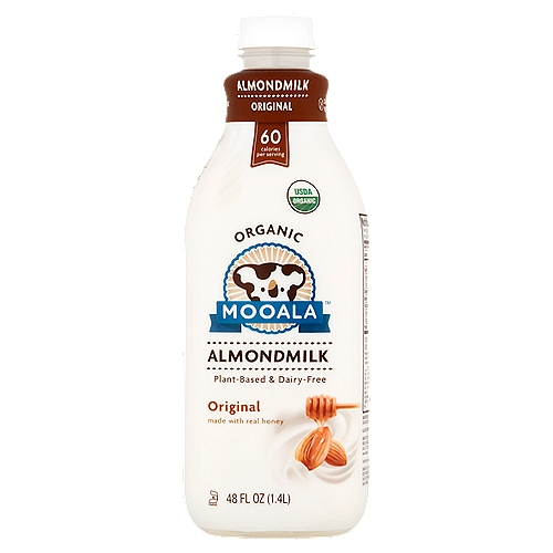 Mooala Organic Original Almondmilk, 48 fl oz
We make goodness. For goodness' sake.

Each batch of Mooala is crafted to bring you and your family the highest quality plantmilk on the market. We use real, organic ingredients and homemade recipes to create nut and plant-based blends that are naturally delicious and health conscious. Simply put - it's simple goodness!

''Original'' doesn't have to mean ''boring''. Our very first recipe, Original Almondmilk, is a delightful twist on the classic honey + nut combination. We blend roasted almonds with a drizzle of real, pure honey, and just the right amount of Mooala love. It's truly ''original.'' And it's truly delicious.

Did you know?
Honey contains vitamins and antioxidants, but is fat free, cholesterol free and sodium free!