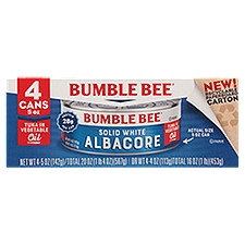 Bumble Bee Solid White Albacore Tuna in Vegetable Oil, 5 oz, 4 count