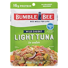 Bumble Bee Wild Caught Light Tuna in Water 2.5 oz. Pouch, 2.5 Ounce