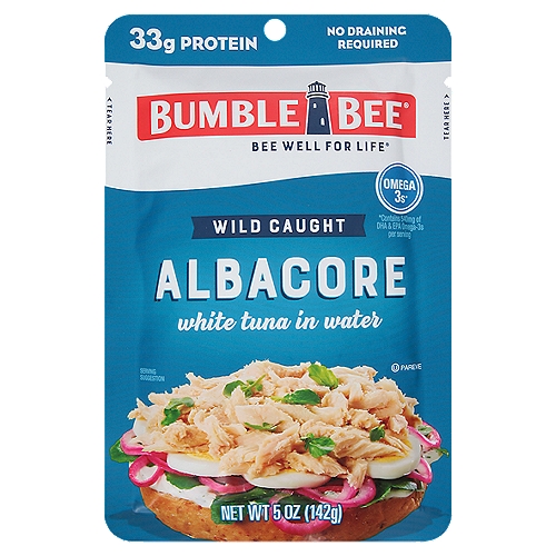 Create with Albacore
Amazingly versatile, this Albacore is packed with protein, contains omega-3s*, and is ready for anything-think salads, wraps, pasta and more.
*Contains 540mg of DHA & EPA Omega-3s per serving