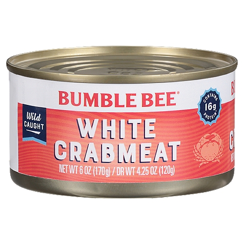 Bumble Bee White Crabmeat is made of whole or broken pieces of meat from the sides of the crab where the legs are attached. 