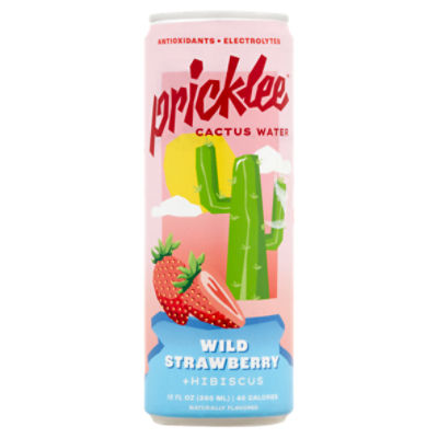 Pricklee Wild Strawberry + Hibiscus Cactus Water, 12 fl oz