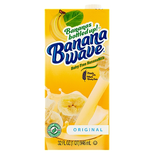Banana Wave Original Dairy Free Banana Milk, 32 fl oz
Banana Wave® banana milk is a deliciously unique beverage originating in Africa's Nile Valley. This ancient drink dates back to 3000 BC, fueling generations of people with refreshing, natural energy to work through hot sunny days. Made with real bananas, our Banana Wave recipe is packed with essential nutrients for 
an active body and healthy mind.