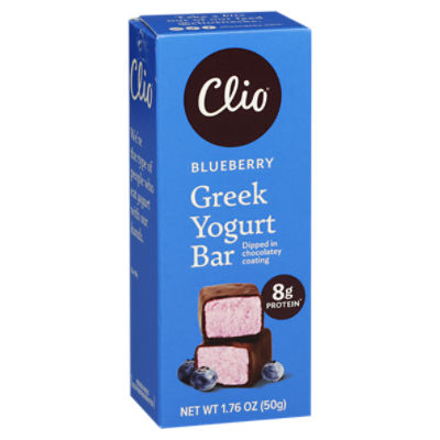 Clio Blueberry Greek Yogurt Bar in Chocolatey Coating, 1.76 oz 