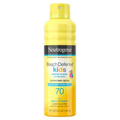 Neutrogena Beach Defense Kids Water + Sun Protection Broad Spectrum Sunscreen Spray, SPF 70, 6.5 oz