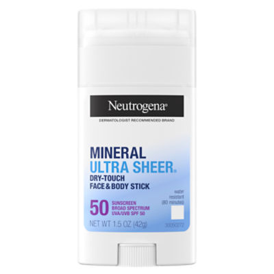 Neutrogena Mineral Ultra Sheer Broad Spectrum Face & Body Stick Sunscreen, SPF 50, 1.5 oz