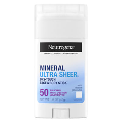 Neutrogena Mineral Ultra Sheer Broad Spectrum Face & Body Stick Sunscreen, SPF 50, 1.5 oz, 1.5 Ounce