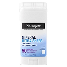 Neutrogena Mineral Ultra Sheer Broad Spectrum Face & Body Stick Sunscreen, SPF 50, 1.5 oz