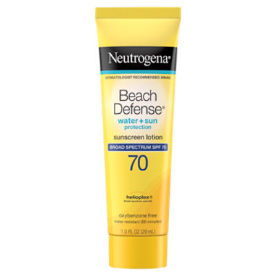 Neutrogena Beach Defense Water + Sun Protection Broad Spectrum Sunscreen Lotion, SPF 70, 1.0 fl oz