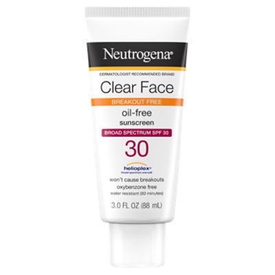 Neutrogena Clear Face Oil-Free Broad Spectrum Sunscreen, SPF 30, 3.0 fl oz, 3 Fluid ounce