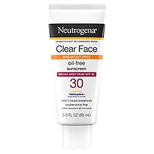 Neutrogena Clear Face Oil-Free Broad Spectrum SPF 30, Sunscreen, 3 Fluid ounce