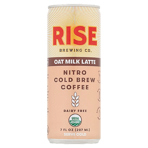 Rise Brewing Co. Oat Milk Latte Nitro Cold Brew Coffee, 7 fl oz
This nitrogen-infused cold brew latte enhances our signature organic coffee with dairy-free, organic oat milk. It's creamy, naturally sweet and refreshingly smooth. It's all good.