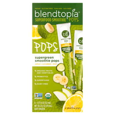 Blendtopia Apple, Cucumber and Mint Supergreen Smoothie Pops, 1.75 fl oz, 6 count