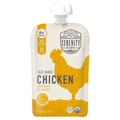 Serenity Kids Free Range Chicken with Organic Peas & Carrots Baby Food, 6+ Months, 3.5 oz, 3.5 Ounce