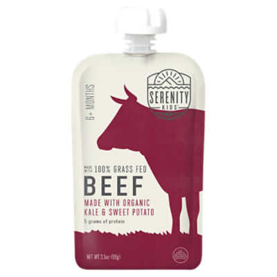 Serenity Kids Pouch, Grass Fed Beef with Organic Kale and Sweet Potato, 3.5 oz