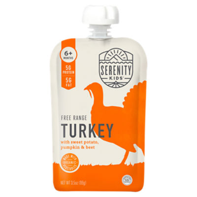 Serenity Kids Free Range Turkey with Sweet Potato, Pumpkin, & Beet Baby Food, 6+ Months, 3.5 oz