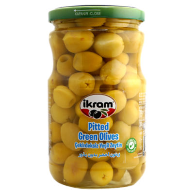 Ikram Pitted Green Olives, 24.70 oz
