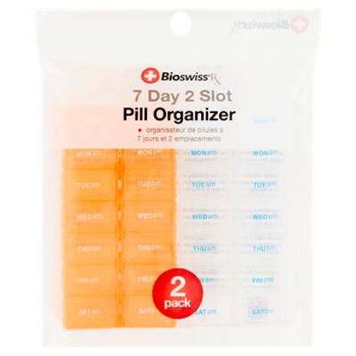 BioswissRX 7 Day 2 Slot Pill Organizer, 2 count