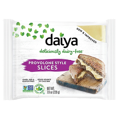 Daiya Provolone Style Cheese Slices, 7.8 oz
Deliciously dairy-free®

Certified Plant Based®