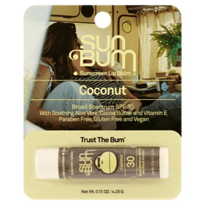 Sun Bum Coconut Broad Spectrum Sunscreen Lip Balm, SPF 30, 0.15 oz