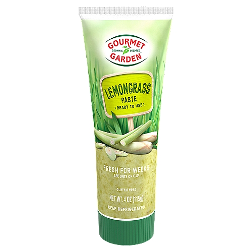 Gourmet Garden Lemongrass Stir-In Paste, 4 oz
Find endless flavor inspiration with Gourmet Garden Lemongrass Stir-In Paste. It's an easy alternative to crushing and chopping fresh lemongrass for Southeast Asian soup, noodle dishes, curries and stir-fries as well as cakes, cookies and teas. Every squeezable tube of lemongrass paste contains fresh lemongrass, with the best flavor, color and aroma when it reaches your family's table. No prep is needed, and there's no waste. The lemongrass is ready to add refreshing citrus flavor to both sweet and savory dishes and is best added in the middle of cooking. Use 1 tablespoon of paste in place of 1 tablespoon of fresh lemongrass. Store refrigerated for weeks after opening.