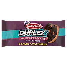 National Duplex Cream Filled Sandwich Cookies, 4 count, 1.3 oz