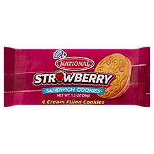 National Strawberry Cream Filled Sandwich Cookies, 4 count, 1.3 oz