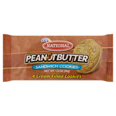 National Peanut Butter Cream Filled Sandwich Cookies, 4 count, 1.3 oz
