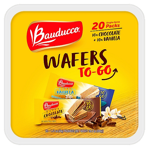 Bauducco Vanilla and Chocolate Wafers To-Go, 1.41 oz, 20 count
