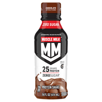 Muscle Milk Genuine Zero Sugar Non-Dairy Protein Shake Chocolate Artificially Flavored 14 Fl Oz Bottle