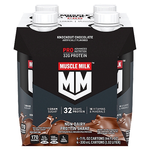 Muscle Milk Knock Out Chocolate Non-Dairy Protein Shake, 11 fl oz, 4 count